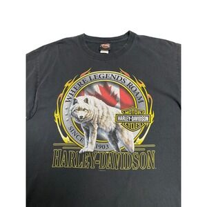Y2K Black Harley-Davidson Barrie Canada Wolf T-Shirt